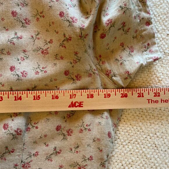 VTG Van Heusen Linen Blend Ditzy Floral Button Up Top Size S Cottagecore Ecru - Picture 6 of 9